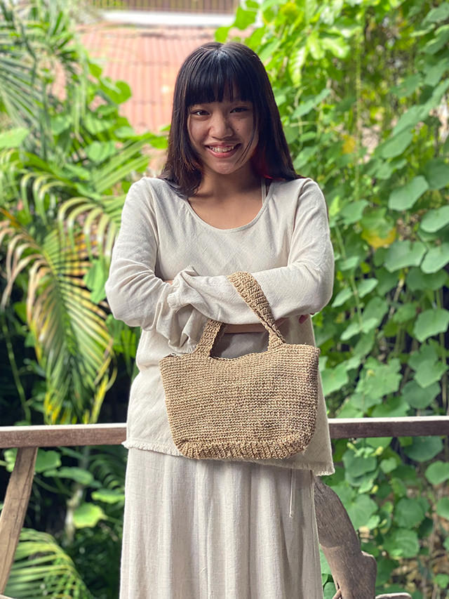 HEMP100% 手編み ハンドバッグ