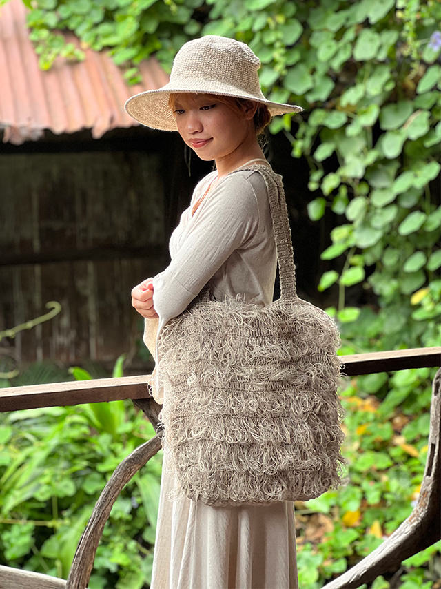 HEMP100% 手編み モコモコ ショルダーバッグ