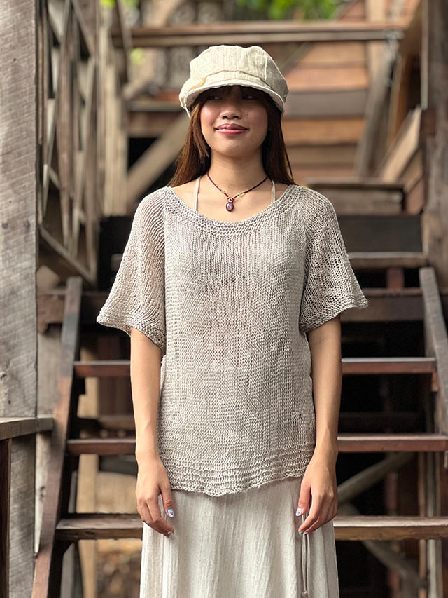 HEMP100% ニット 手編み Tee・きなり