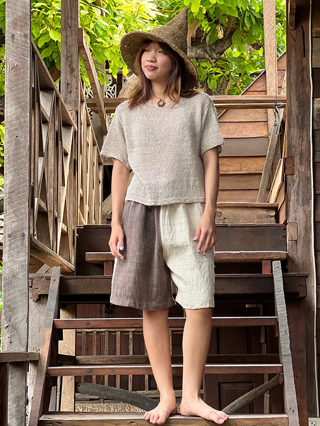 HEMP100% 手織り ショートパンツ・草木染め