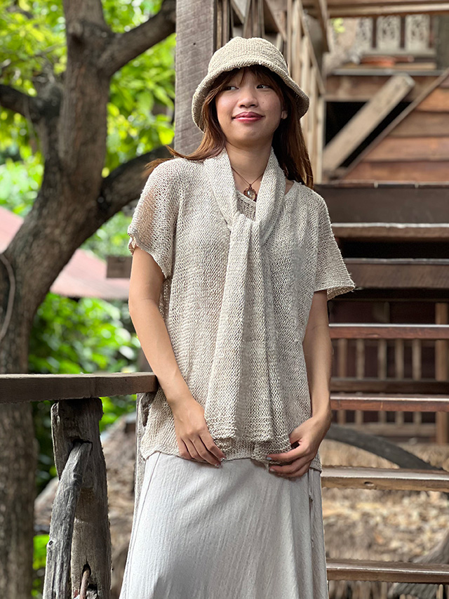 HEMP100% ニット 手編み マフラー