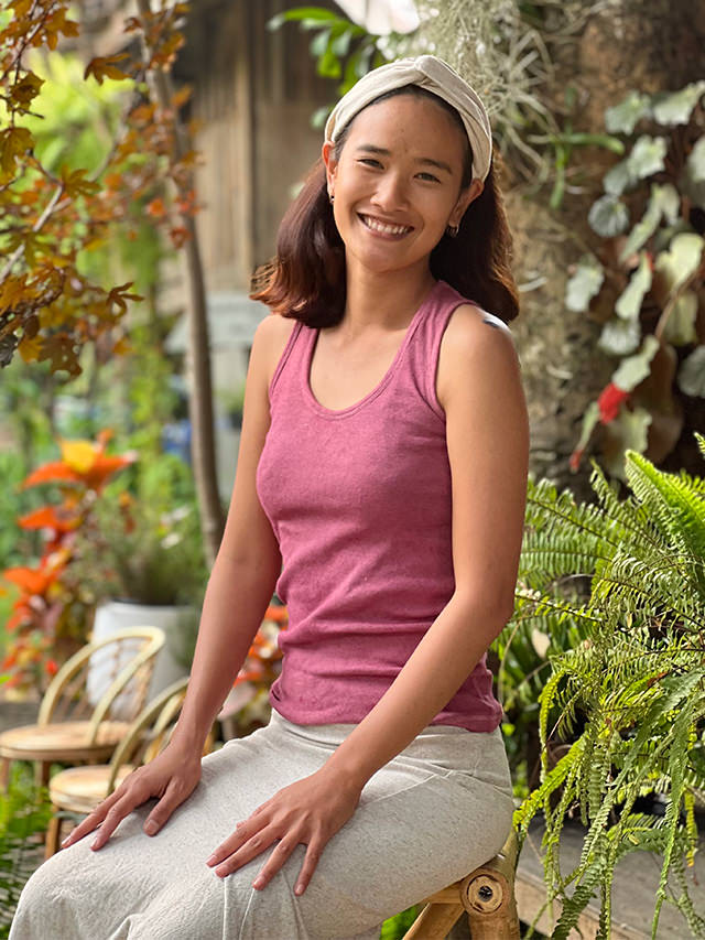 asana x chewin'bacco ヘンプコットン リブ タンクトップ・草木染め