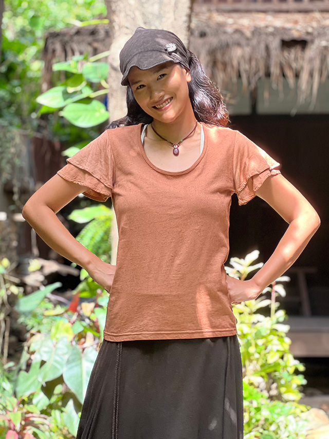 asana x chewin'bacco ヘンプコットン ダブル フレンチ Tee・草木染め