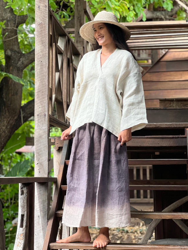 Karma HEMP100% 手織り スカート・草木染め