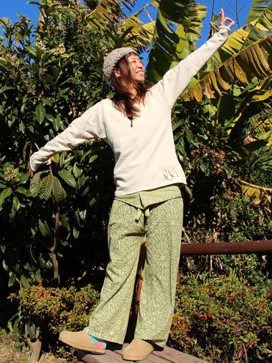 asana スウェット タイパンツ・プリント染め