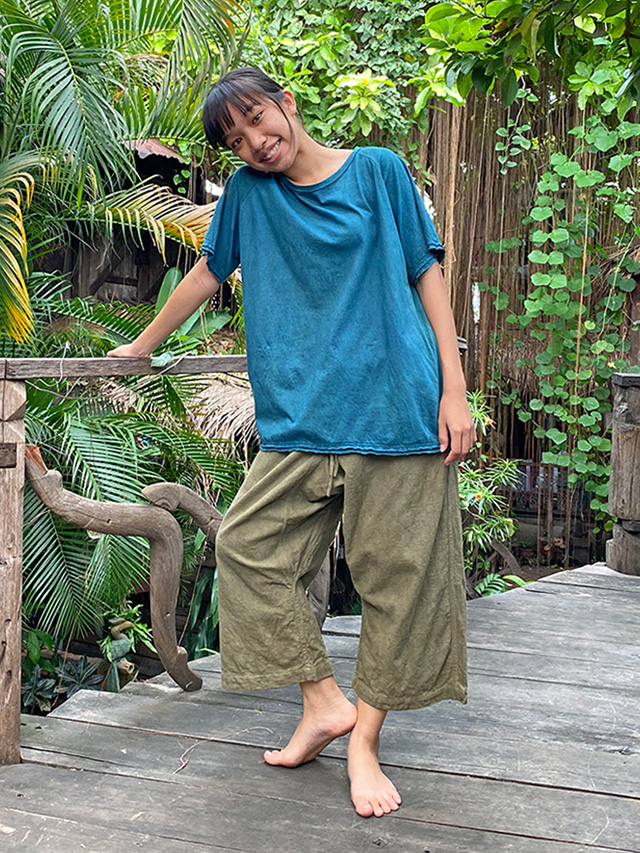 asana HEMP100% 厚手 8分丈 作務衣 パンツ・きなり【パヤカ