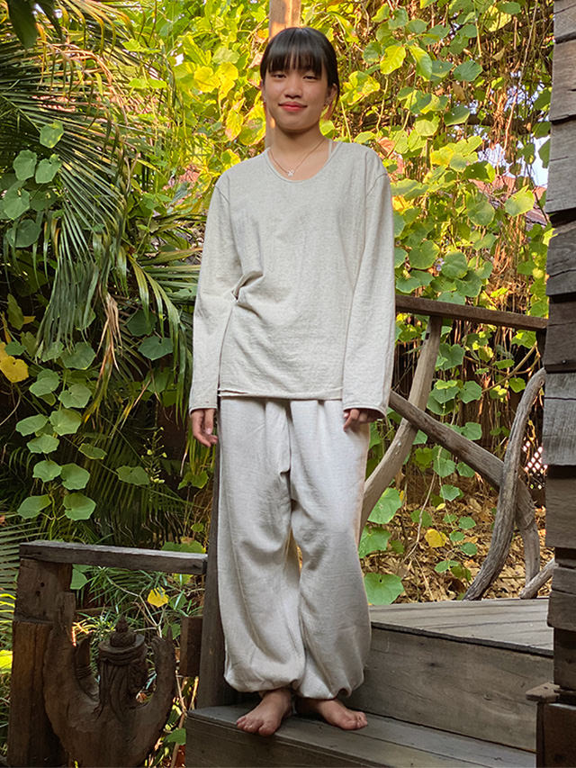 asana HEMP100% テロテロ フリンジ タイパンツ・きなり【パヤカ asana HEMP100% テロテロ フリンジ タイパンツ・きなり【パヤカ