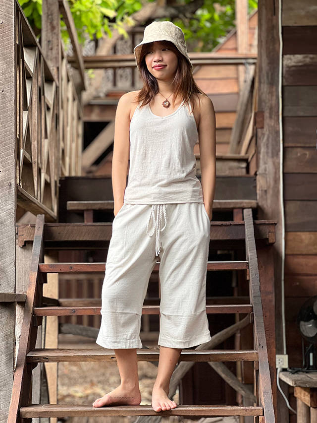 asana ヘンプコットン 厚手 ショートパンツ・きなり