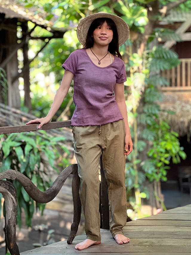 asana HEMP100% ストレート パンツ・草木染め