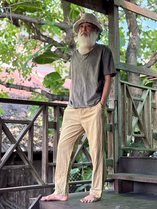 asana HEMP100% ストレート パンツ・草木染め