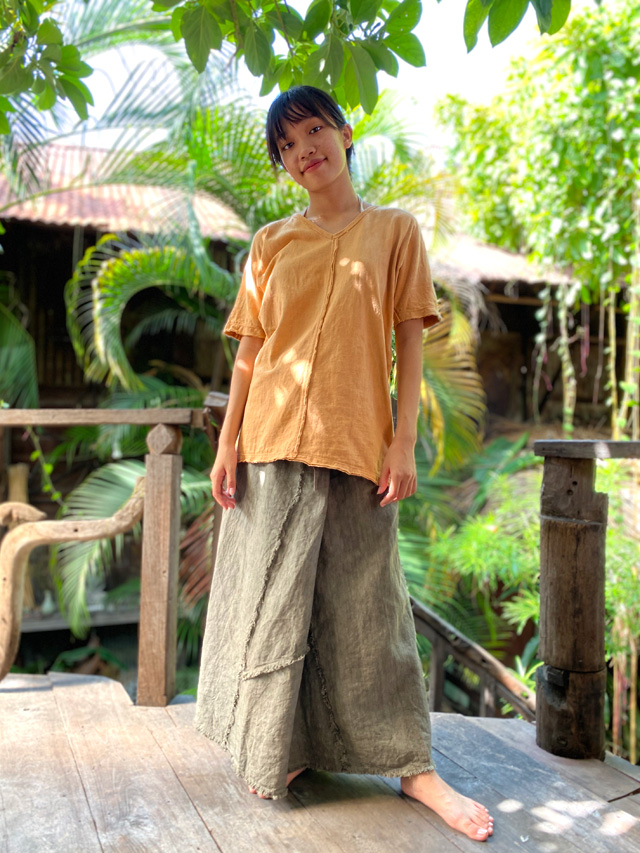 asana ヘンプコットン 縄文Tee・草木染め