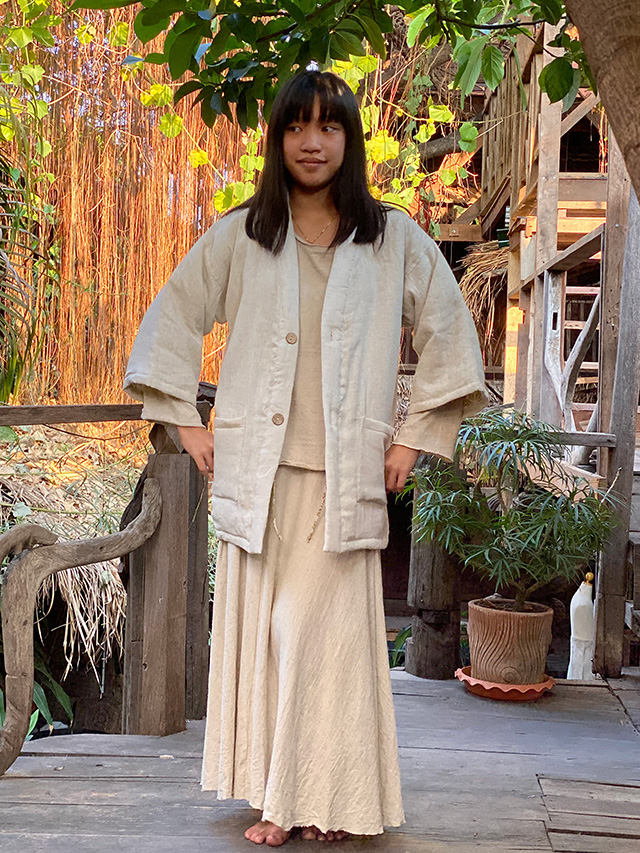 asana 麻100% ふかふか リバーシブル はんてん ジャケット