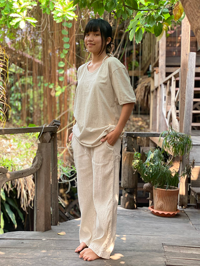 asana ヘンプコットン 厚手 ロングスリーブ・きなり【パヤカ