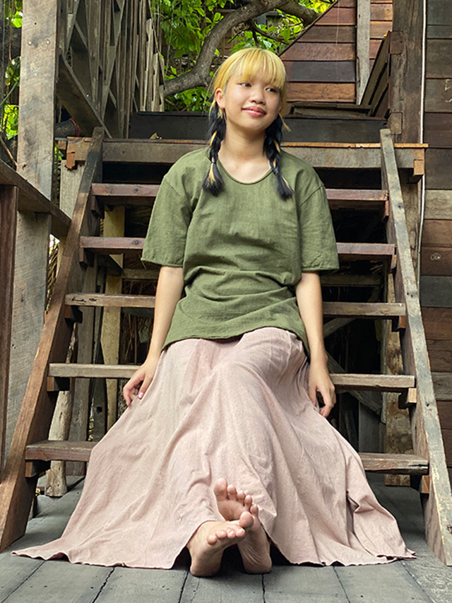 asana ヘンプコットン 厚手 メンズTee・草木染め