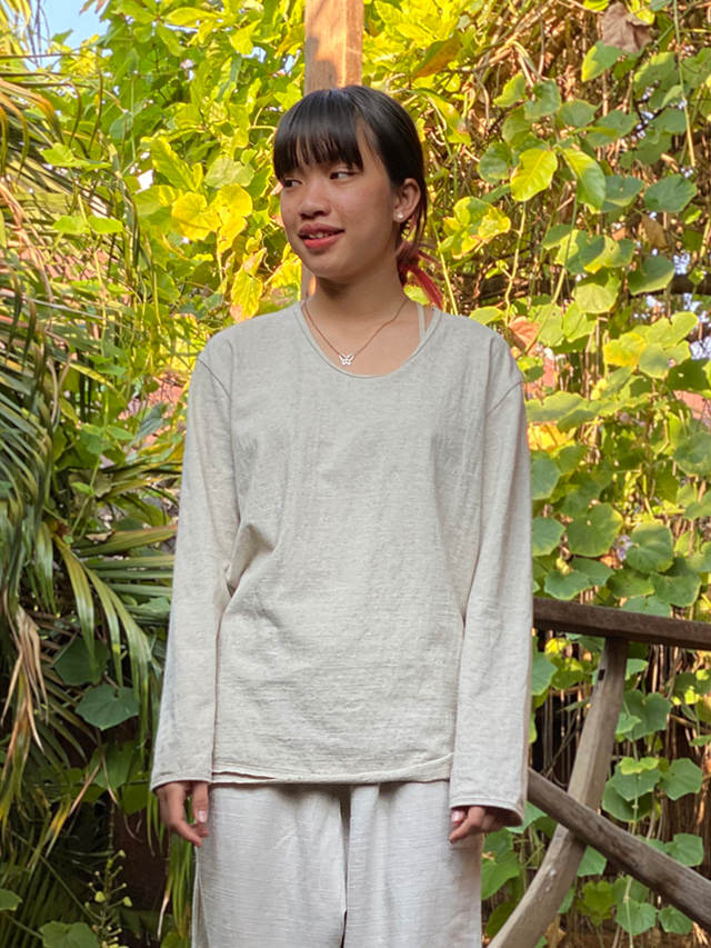 asana ヘンプコットン 厚手 ロングスリーブ・きなり