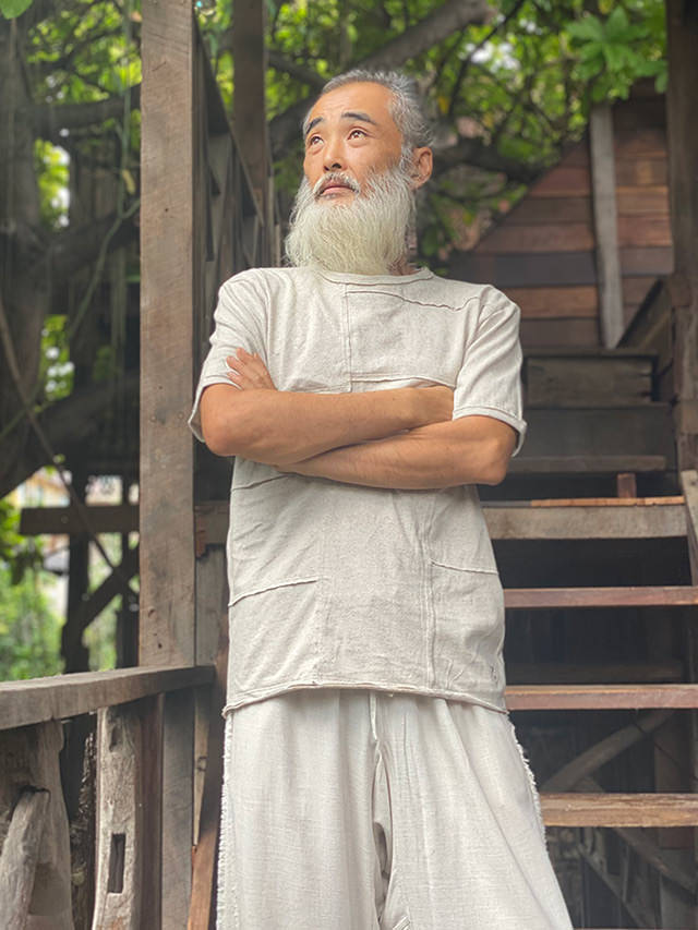 asana ヘンプコットン 厚手 パッチワーク Tee・きなり