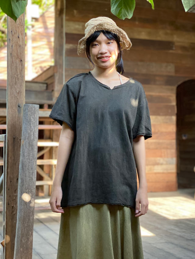 asana ヘンプコットン 厚手 NEW メンズ Tee・草木染め