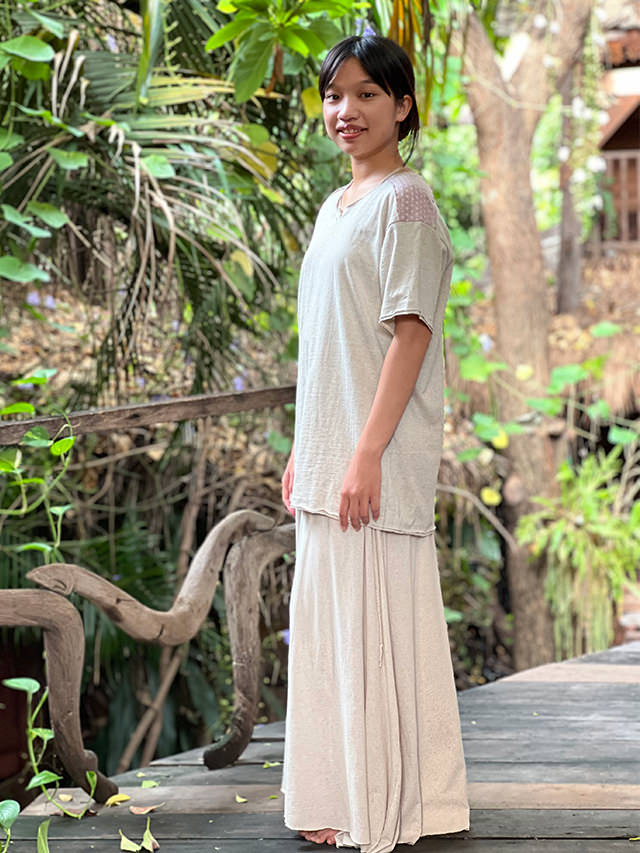 asana ヘンプコットン 厚手 麻柄プリント メンズ Tee