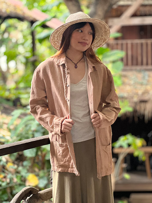 asana HEMP100% 厚手 ロングスリーブ シャツ・草木染め