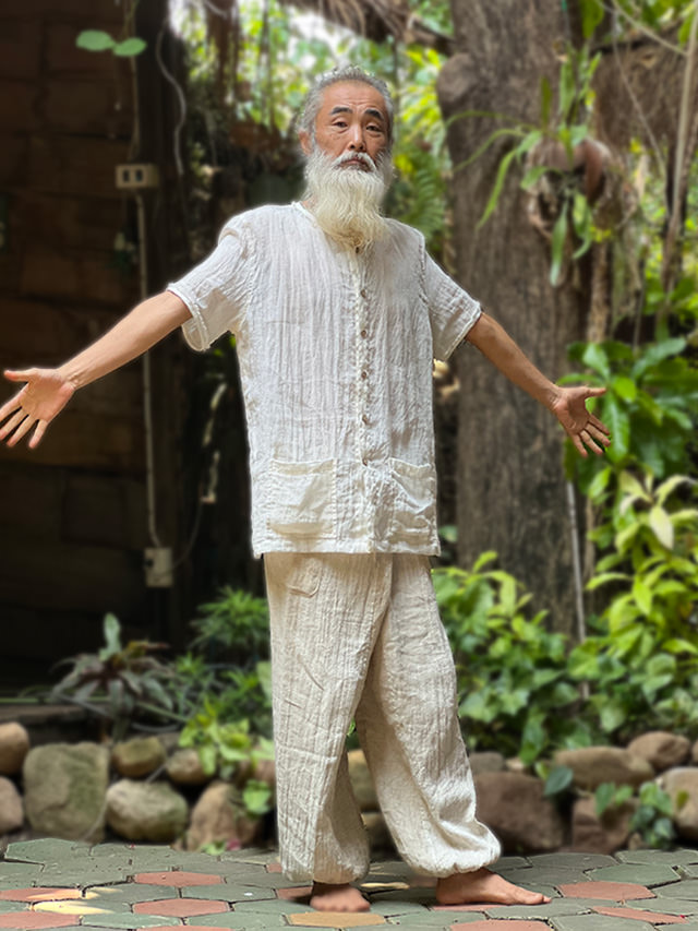 asana HEMP100% ガーゼ ボタン 半袖シャツ・きなり