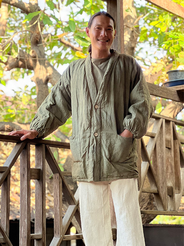 asana HEMP100% ふかふか リバーシブル はんてん・草木染め