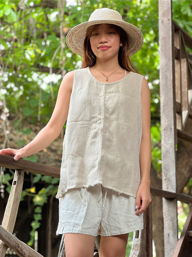 asana HEMP100% 手織り ゆったり タンク・きなり