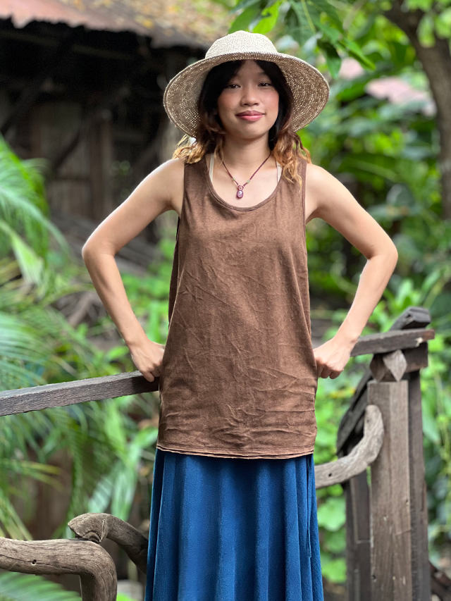 asana ヘンプコットン 厚手 メンズ タンク・先染め 草木染め