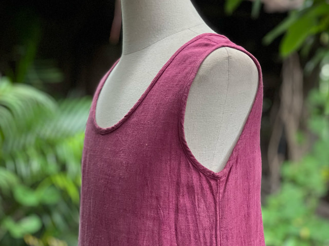 asana HEMP100% テロテロ フリンジ タンクトップ・草木染め