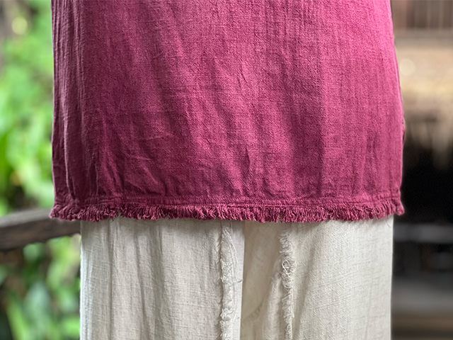 asana HEMP100% テロテロ フリンジ タンクトップ・草木染め