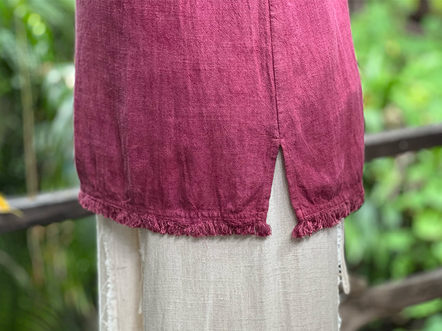 asana HEMP100% テロテロ フリンジ タンクトップ・草木染め