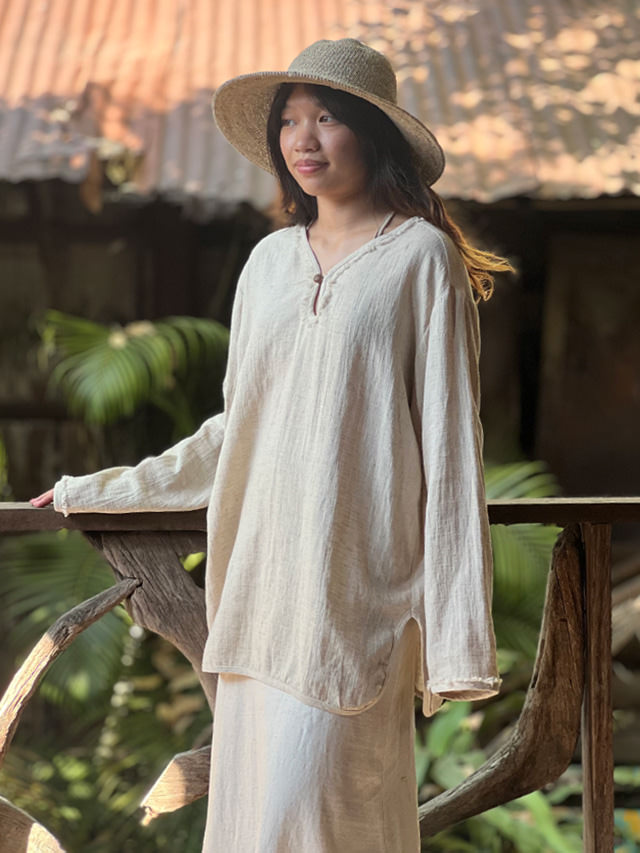 【NEW】asana ヘンプコットン ゆったり ロングスリーブ・きなり asana ヘンプコットン ゆったり ロングスリーブ・きなり【パヤカ