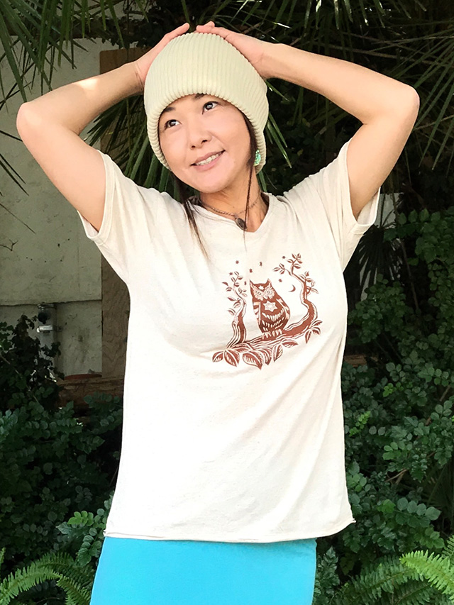 asana きなり 手刷プリントTee