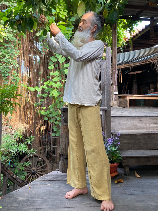 パヤカ　ヘンプ　上着 asana ヘンプコットン 厚手 麻柄 ジャージ トップス・草木染め