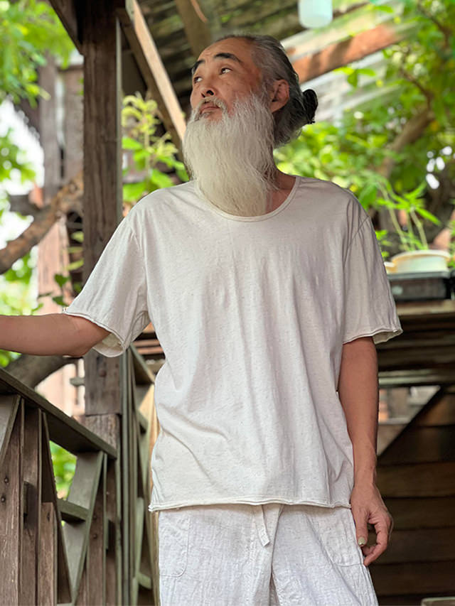 asana ヘンプコットン 薄手 メンズ Tee・きなり