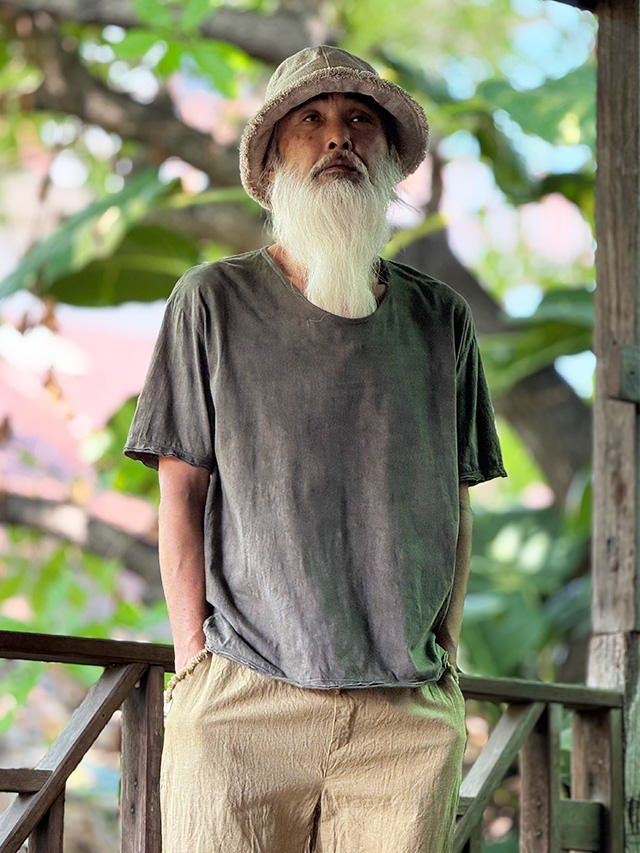 asana ヘンプコットン 薄手 メンズ Tee・草木染め