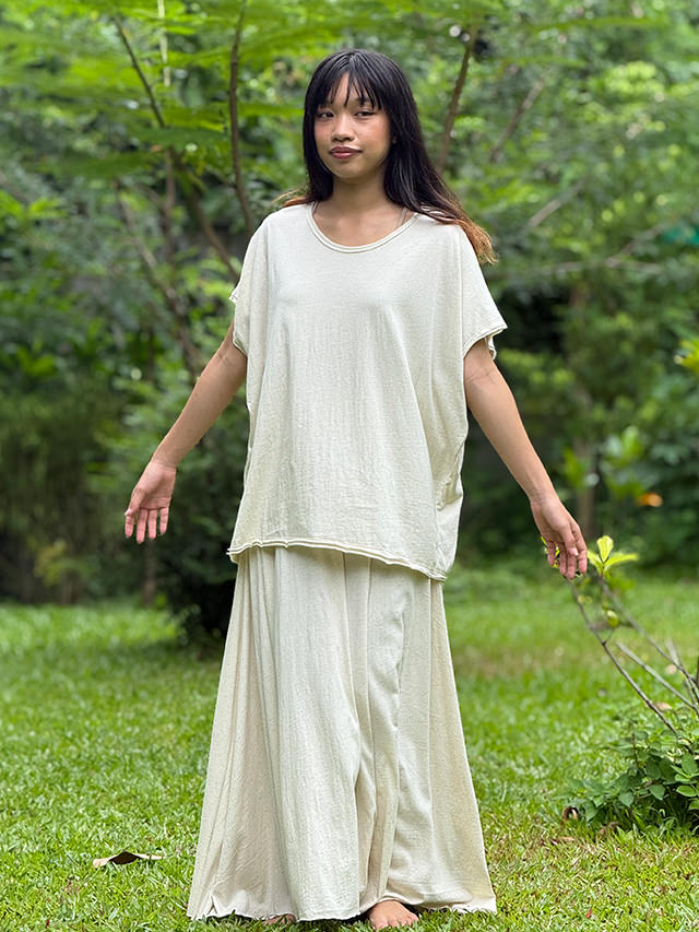 asana ヘンプコットン 薄手 ゆったり Tee・きなり