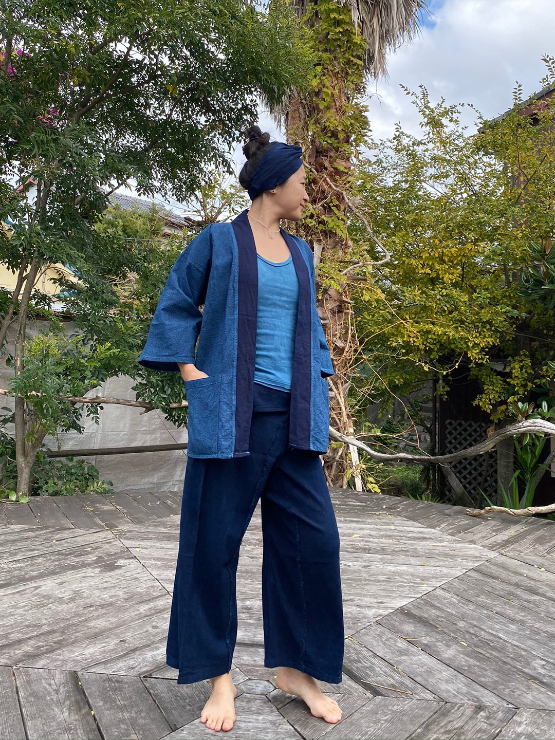 麻柄 はっぴー・草木染め