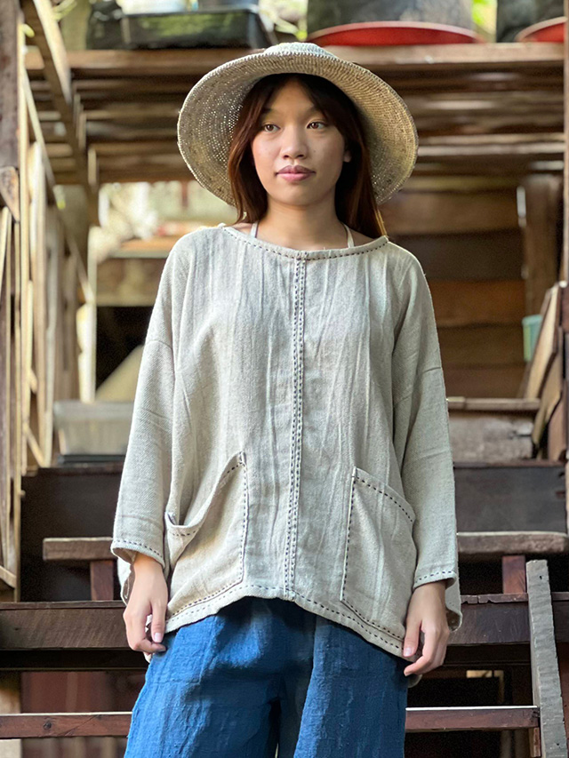 HEMP100% _織り ハンド ステッチ TEE