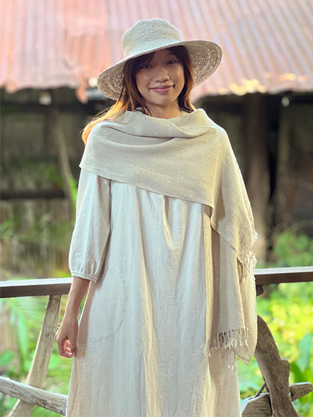 HEMP100% 手織り ショール・きなり