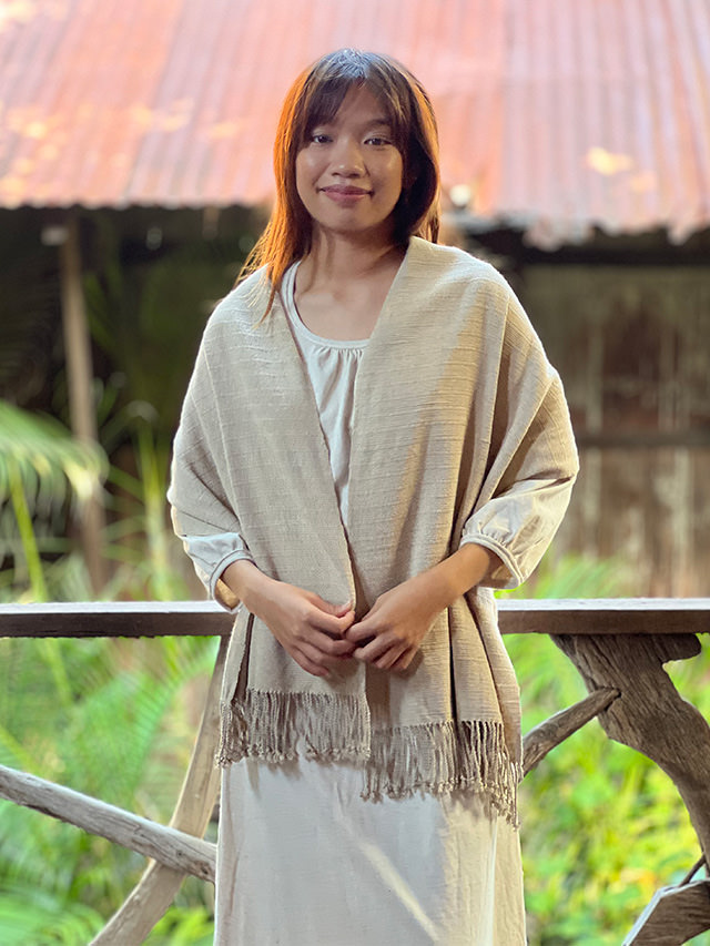 HEMP100% 厚手 手織り ショール・きなり