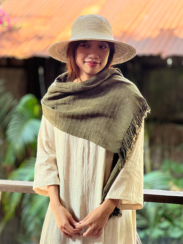 HEMP100% 厚手 手織り ショール・草木染め