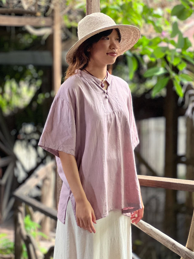 HEMP100% スタンダード カラー シャツ・草木染め