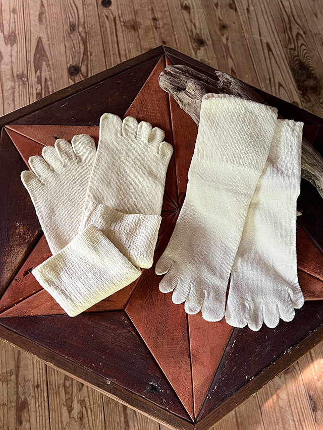 ヘンプコットン 5本指 ソックス くちゴムゆったりタイプ・きなり