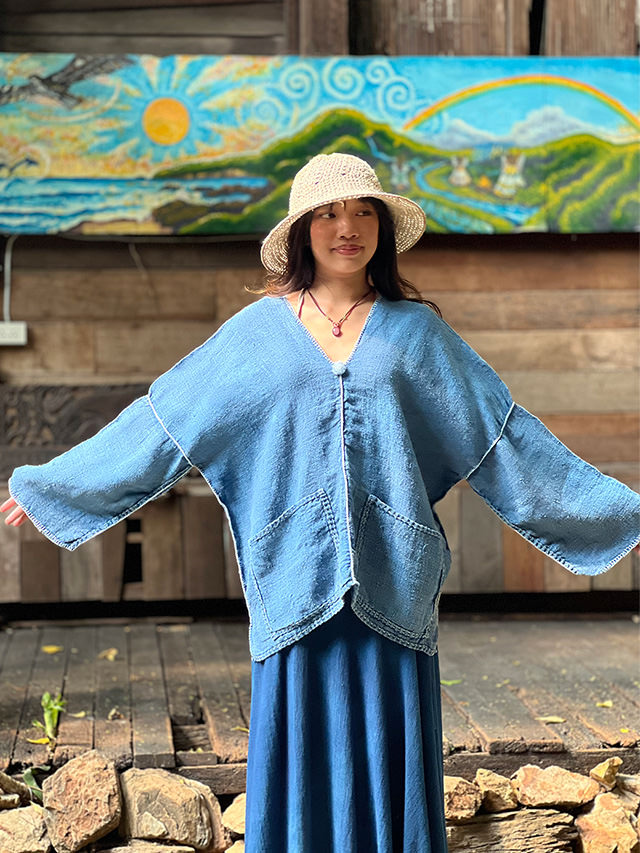 HEMP100% 手織り手縫い 貫頭衣・草木染め ソフト仕上げ