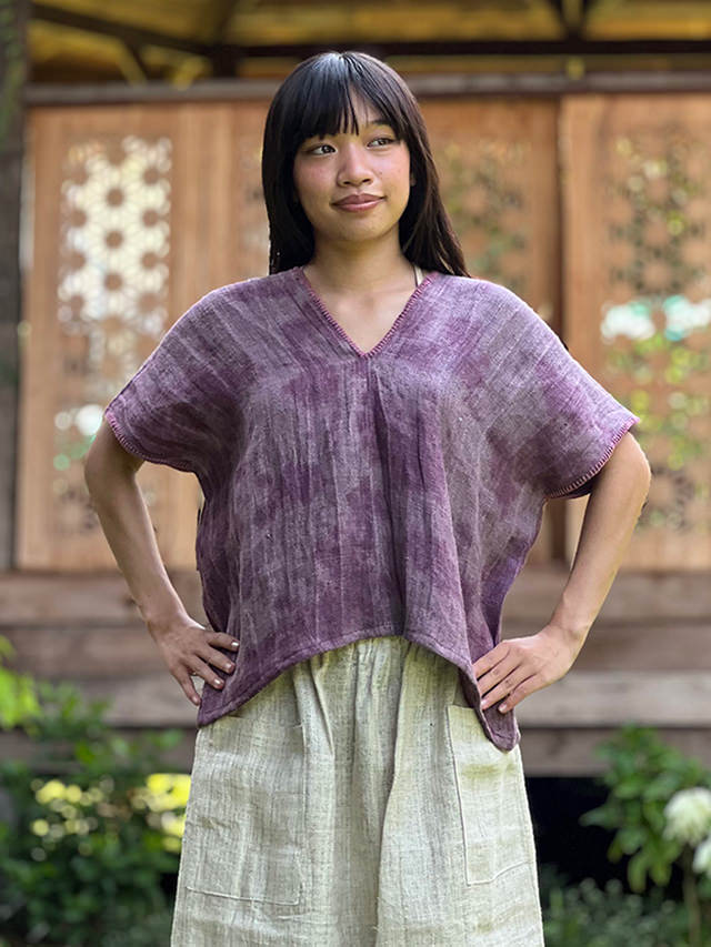 HEMP100% 手織り手刺繍 貫頭衣・草木染め ソフト仕上げ【パヤカ