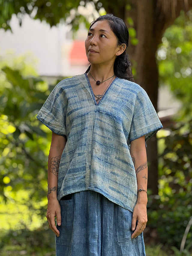 HEMP100% 手織り手刺繍 貫頭衣・草木染め ソフト仕上げ【パヤカ