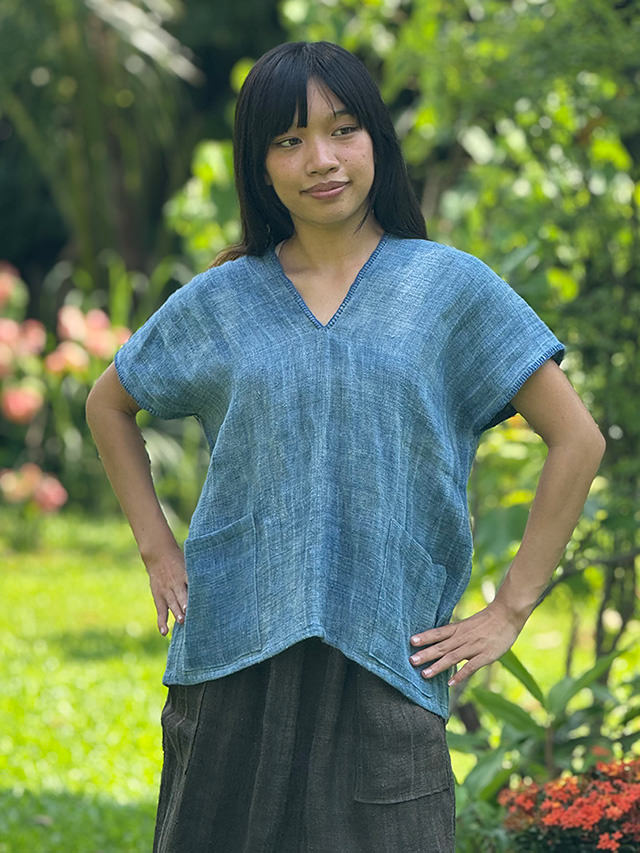 HEMP100% 手織り手刺繍 貫頭衣・草木染め ソフト仕上げ【パヤカ