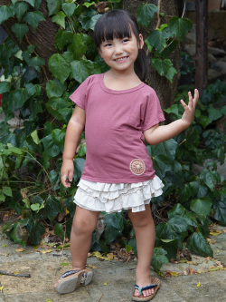 asana KIDS ヘンプコットン 薄手 かぎ編みワッペン ラグランTee・サークルマンダラ