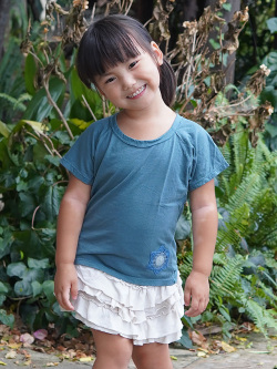 asana KIDS ヘンプコットン 薄手 かぎ編みワッペン ラグランTee・六芒星マンダラ