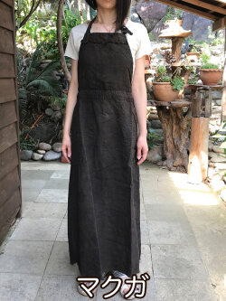 asana HEMP100% エプロン ワンピース・草木染め